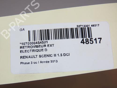 Right mirror RENAULT SCÉNIC III (JZ0/1_) 1.5 dCi | BP16667142C27 