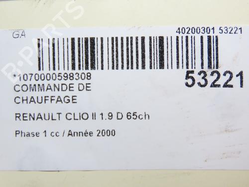 Used Climate control RENAULT CLIO II (BB_, CB_) 1.9 D (B/CB0E, BB0J) (64 hp) 28801736