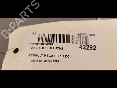 Used Left sun visor Left sun visor RENAULT MEGANE I (BA0/1_) 1.9 dCi (BA05, BA1F) (102 hp) 9615940 9615940