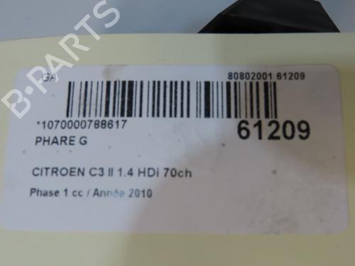 Used Left headlight Left headlight CITROËN C3 II (SC_) 1.4 HDi 70 (SC8HZC, SC8HR0, SC8HP4) (68 hp) 40110766 40110766