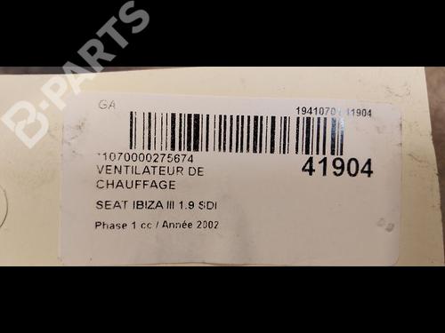 Heater blower motor SEAT IBIZA III (6L1) 1.9 SDI | BP9613345M62 