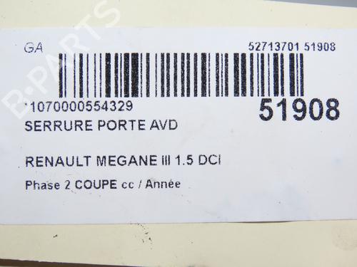 Front right lock RENAULT MEGANE III Coupe (DZ0/1_) 1.5 dCi (DZ09, DZ0D, DZ1F, DZ1G, DZ14, DZ29) | BP28831584C97 
