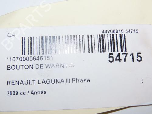 Used Warning switch RENAULT LAGUNA Coupe (DT0/1) 2.0 dCi GT (DT11, DT1E, DT1N) (178 hp) 29469744