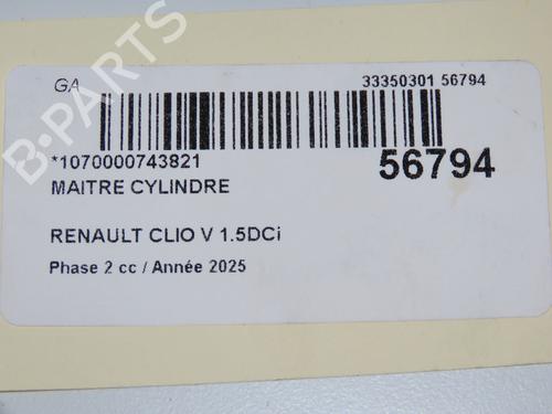 Used Brake master cylinder Brake master cylinder RENAULT CLIO V (B7_) 1.5 Blue dCi 100 (B7AD) (101 hp) 33998763 33998763