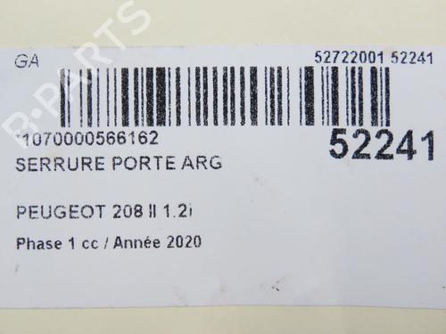 Rear left lock PEUGEOT 208 II (UB_, UP_, UW_, UJ_) 1.2 PureTech 100 | BP24359073C100 