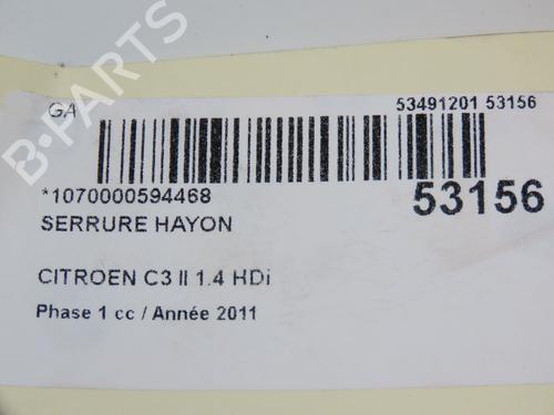 Used Tailgate lock CITROËN C3 II (SC_) 1.4 HDi 70 (SC8HZC, SC8HR0, SC8HP4) (68 hp) 28832234