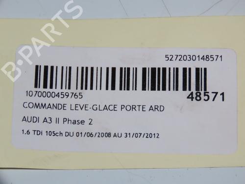 Right rear window switch AUDI A3 Sportback (8PA) 1.6 TDI | BP17193492I28 