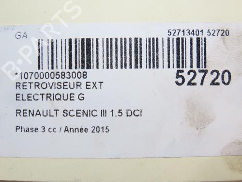 Used Left mirror RENAULT SCÉNIC III (JZ0/1_) 1.5 dCi (110 hp) 28831458