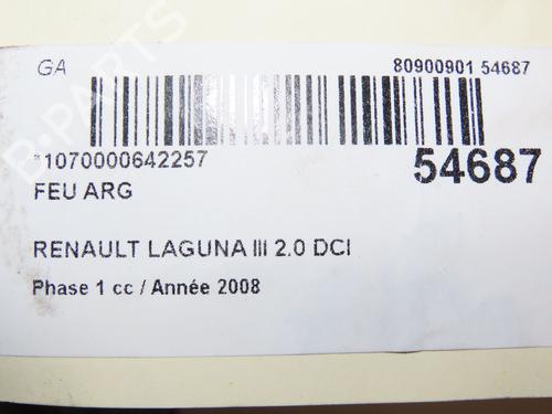 Used Left taillight RENAULT LAGUNA III (BT0/1) 2.0 dCi (BT07, BT0J, BT14, BT1A, BT1S) (131 hp) 28832839