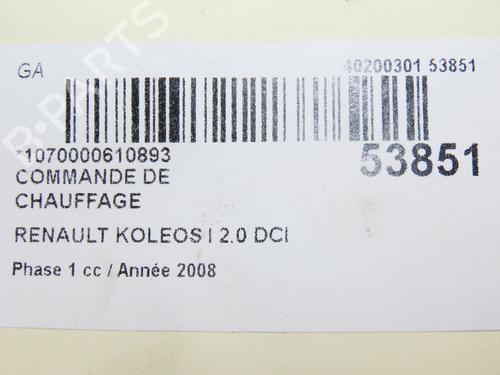Climate control RENAULT KOLEOS I (HY_) 2.0 dCi 4x4 (HY0K) | BP28967905I5 