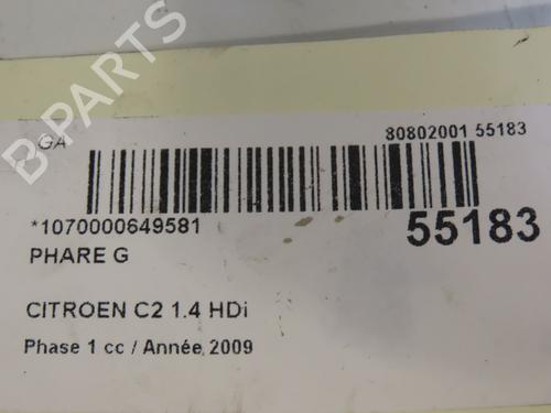 Venstre forlygte CITROËN C2 (JM_) 1.4 HDi (68 hp) 29551216