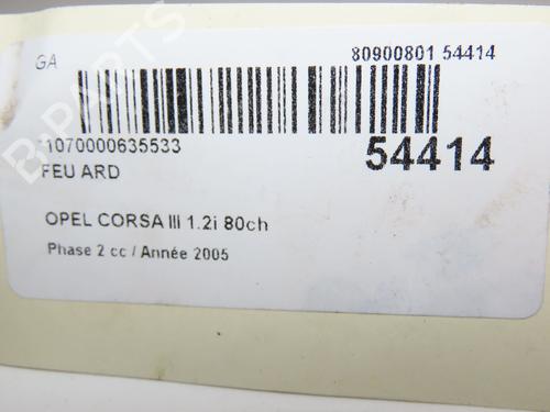 Used Right taillight OPEL CORSA C (X01) 1.2 Twinport (F08, F68) (80 hp) 28832733
