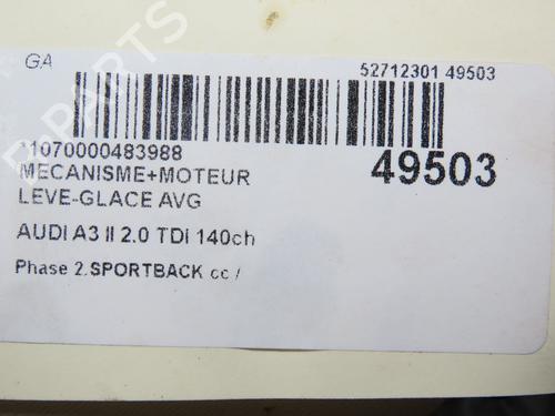 Used Front left window mechanism AUDI A3 Sportback (8PA) 2.0 TDI 16V (140 hp) 24358972