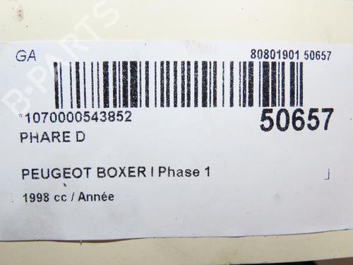 Used Right headlight PEUGEOT BOXER Van (230L) 2.5 D (86 hp) 19162237