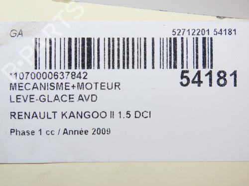 Vindusheismekanisme høyre foran RENAULT KANGOO / GRAND KANGOO II (KW0/1_) 1.5 dCi 85 (KW0K, KW0L, KW0B) (86 hp) 28504416