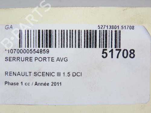 Zamek drzwi przednich lewych RENAULT SCÉNIC III (JZ0/1_) 1.5 dCi | BP28831646C98 