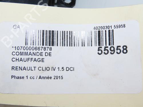 Commande Chauffage RENAULT CLIO IV (BH_) 1.5 dCi 90 (90 hp) 31984595