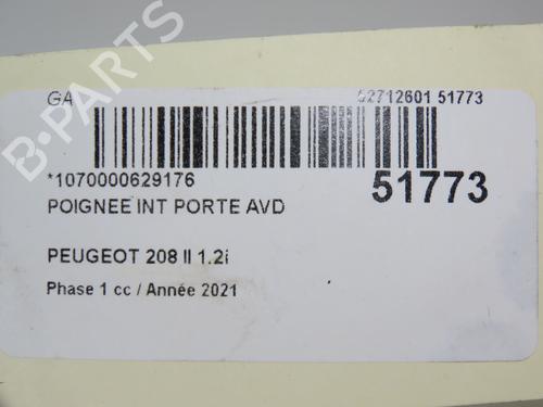 Høyre foran invendig håndtak PEUGEOT 208 II (UB_, UP_, UW_, UJ_) 1.2 PureTech 100 | BP28968542I14 