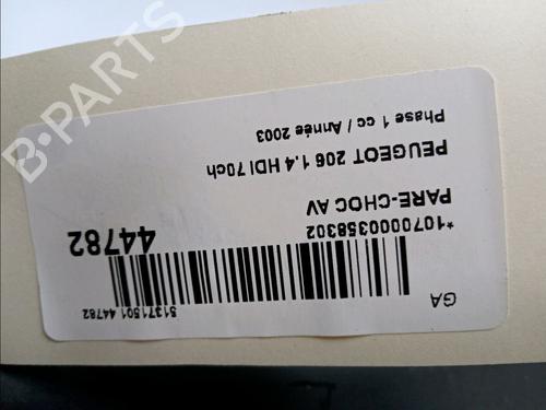 Used Front bumper PEUGEOT 206 Hatchback (2A/C) 1.4 HDi eco 70 (68 hp) 11101822