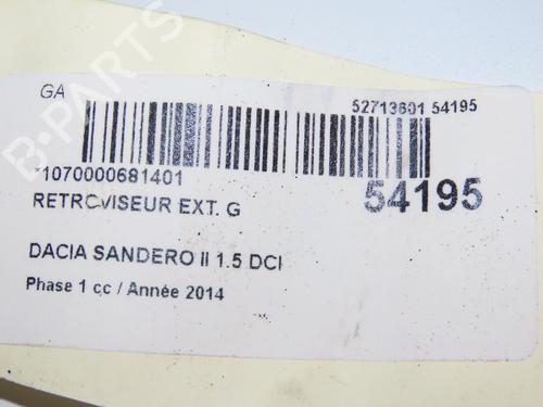 Left mirror DACIA SANDERO II 1.5 dCi 75 / Blue dCi 75 (B8JW, B8M4, B8AH, B8M7, B8M6) | BP33744832C26  - Image 5