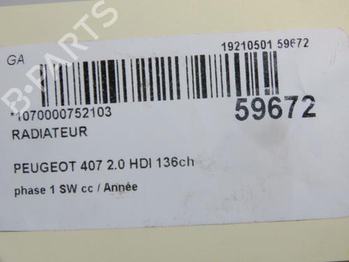 Køler Køler PEUGEOT 407 SW (6E_, 6D_) 2.0 HDi 135 (136 hp) 37062567 37062567