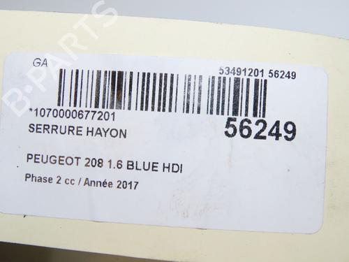 Bagklap lås PEUGEOT 208 I (CA_, CC_) 1.6 HDi / BlueHDi 75 (75 hp) 31796664