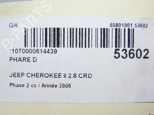 Højre forlygte JEEP CHEROKEE (KJ) 2.8 CRD 4x4 | BP28832481C29 