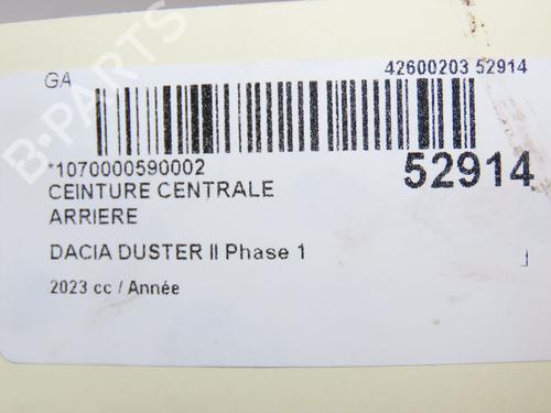 Rear center seatbelt DACIA DUSTER (HM_) 1.3 TCe 150 (HMM3) | BP28968115I27 