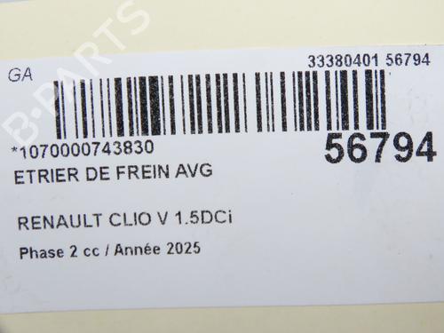 Used Left front brake caliper Left front brake caliper RENAULT CLIO V (B7_) 1.5 Blue dCi 100 (B7AD) (101 hp) 33998765 33998765