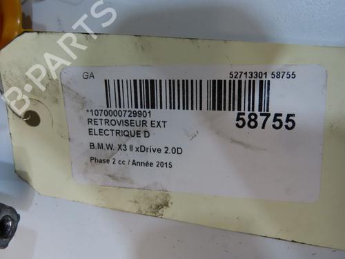 Used Right mirror Right mirror BMW X3 (F25) xDrive 20 d (190 hp) 33836471 33836471