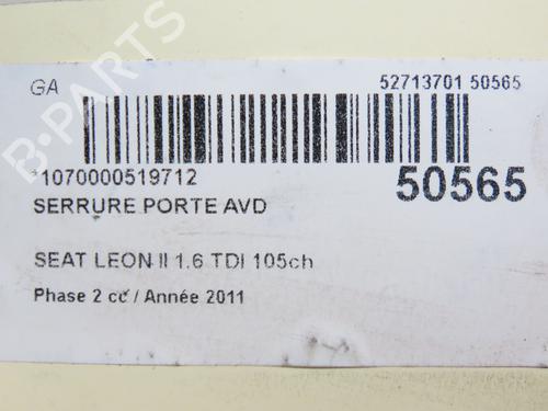 Used Front right lock SEAT LEON (1P1) 1.6 TDI (105 hp) 28831578