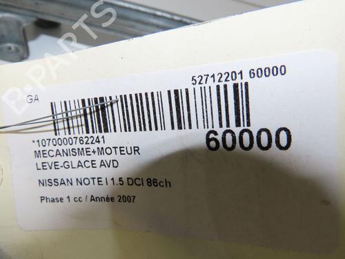 Used Front right window mechanism Front right window mechanism NISSAN NOTE (E11, NE11) 1.5 dCi (86 hp) 39893912 39893912