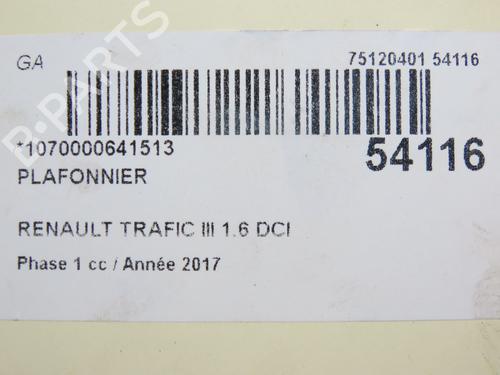 Interior roof light RENAULT TRAFIC III Van (FG_) 1.6 dCi 125 (FGMH) | BP28832360I8 