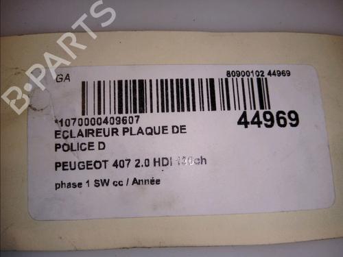 Used Licence plate light Licence plate light PEUGEOT 407 SW (6E_, 6D_) 2.0 HDi 135 (136 hp) 14880646 14880646