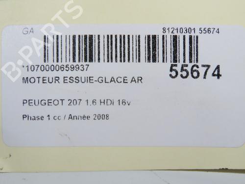 Essuie-glace moteur arrière PEUGEOT 207 (WA_, WC_) 1.6 HDi (90 hp) 31912208