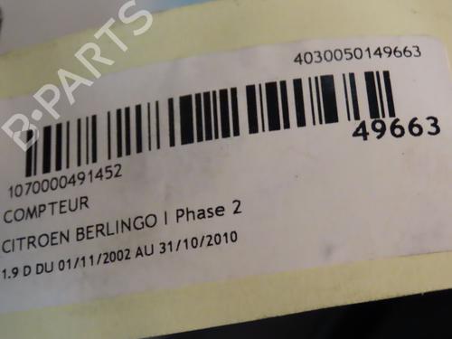 Used Instrument cluster CITROËN BERLINGO / BERLINGO FIRST Box Body/MPV (M_) 1.9 D 70 (MBWJZ, MCWJZ) (69 hp) 16555734