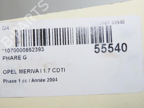 Left headlight OPEL MERIVA A MPV (X03) 1.7 CDTI (E75) | BP31121185C28