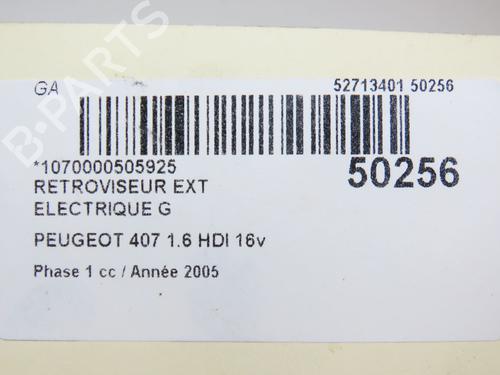 Left mirror PEUGEOT 407 (6D_) 1.6 HDi 110 (6D9HZC, 6D9HYC) | BP26383673C26 