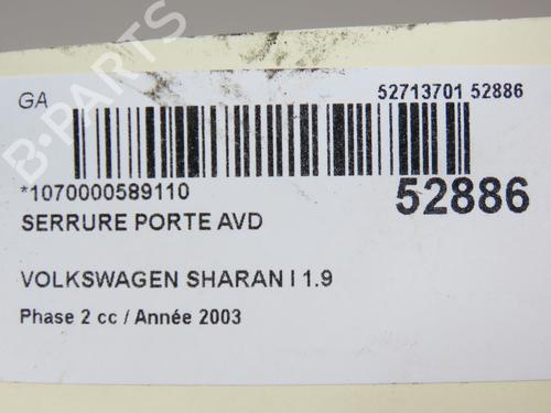 Front right lock VW SHARAN (7M8, 7M9, 7M6) 1.9 TDI | BP30404063C97