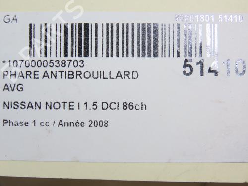 Left front fog light NISSAN NOTE (E11, NE11) 1.5 dCi | BP28832416C30