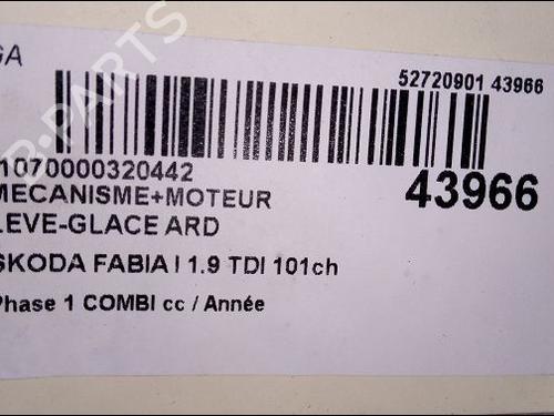 Used Rear right window mechanism SKODA FABIA I Combi (6Y5) 1.9 TDI (100 hp) 9618376