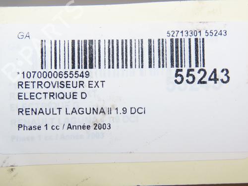 Used Right mirror RENAULT LAGUNA II (BG0/1_) 1.9 dCi (107 hp) 28801971