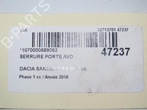 Used Front right lock DACIA SANDERO II 1.0 SCe 75 (B8JC, B8JD, B8NC) (73 hp) 33132545
