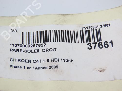 Used Right sun visor CITROËN C4 I (LC_) 1.6 HDi (109 hp) 9615101