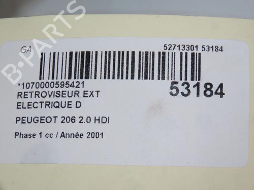 Spiegel buiten rechts PEUGEOT 206 Hatchback (2A/C) 2.0 HDI 90 (90 hp) 32150791