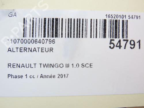 Alternator RENAULT TWINGO III (BCM_, BCA_) 1.0 SCe 70 (BCMB) | BP28829154M7