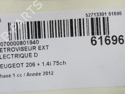 Used Right mirror Right mirror PEUGEOT 206+ (2L_, 2M_) 1.4 i (73 hp) 39938065 39938065