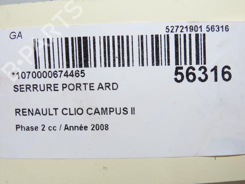 Højre bagtil lås RENAULT CLIO II (BB_, CB_) 1.2 (BB0A, BB0F, BB10, BB1K, BB28, BB2D, BB2H, CB0A,... (58 hp) 32076147