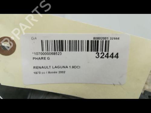 Used Left headlight Left headlight RENAULT LAGUNA II (BG0/1_) 1.9 dCi (BG08, BG0G) (120 hp) 9595662 9595662