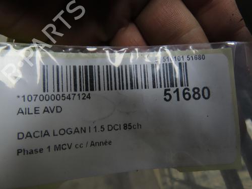 Used Right front fenders DACIA LOGAN MCV (KS_) 1.5 dCi (KS0W) (86 hp) 28830899